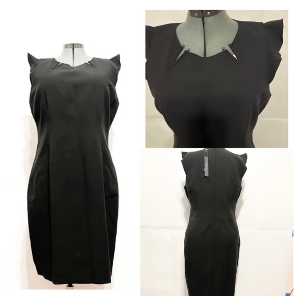 Tahari ASL Dresses & Skirts - Tahari ASL NWT Sz 16 Chassity Ruffled Sleeve Crepe Black Lined Dress